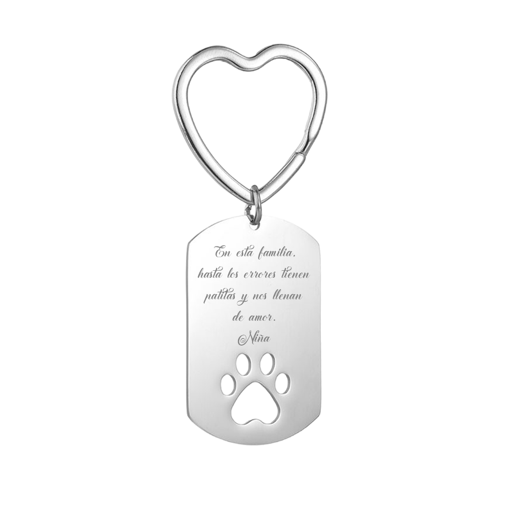 Llavero Personalizado con Foto de Mascota en Acero Inoxidable – Diseño con Huella