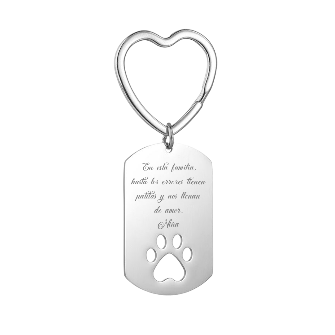Llavero Personalizado con Foto de Mascota en Acero Inoxidable – Diseño con Huella