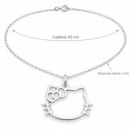 Dije Gatita con Moño de Plata .925 con Cadena Incluida