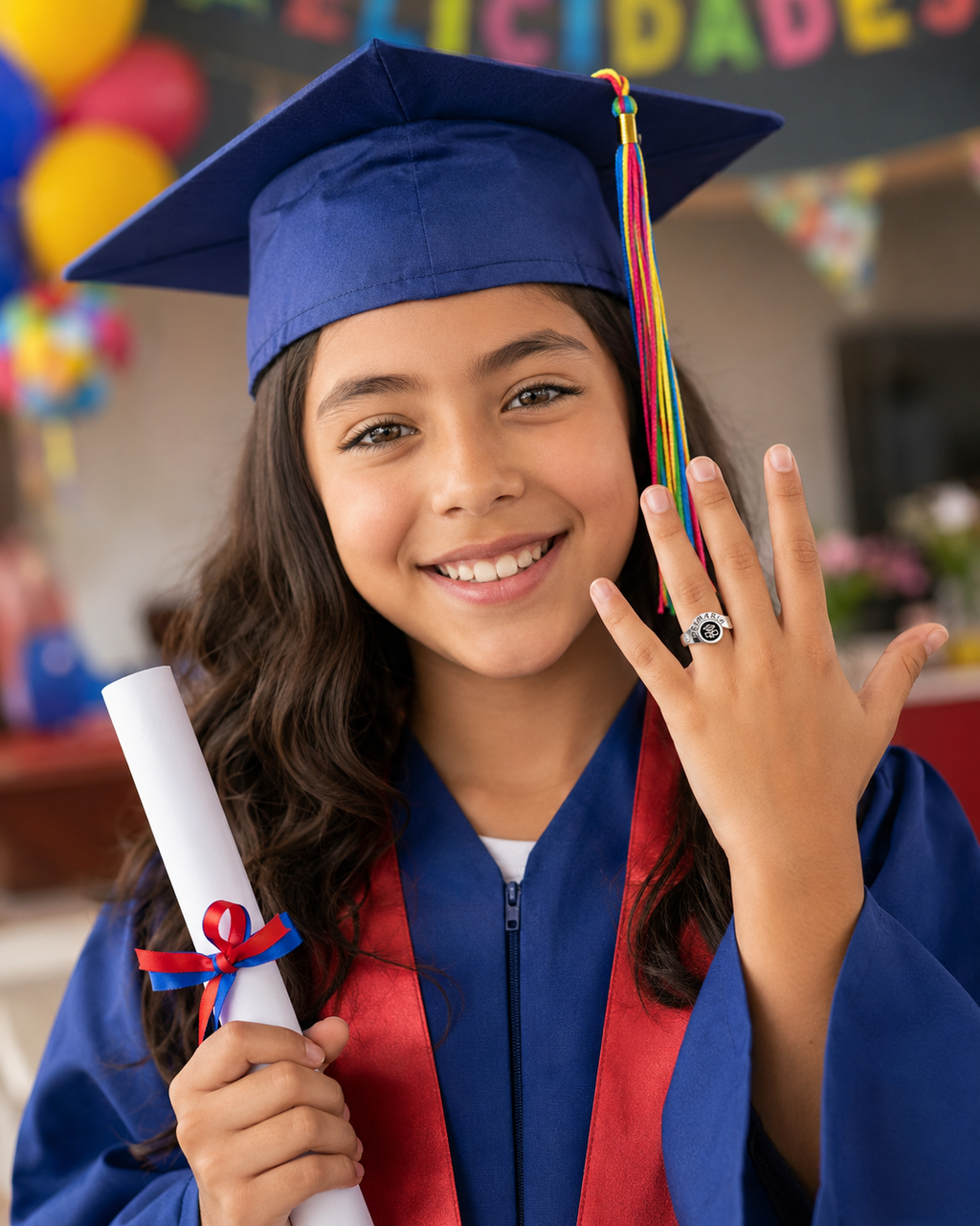 Anillo de Graduación Primaria personalizado en Plata