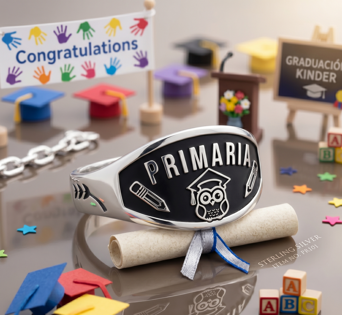 Anillos de Graduación para primaria "Siempre Recordando el Camino Recorrido"