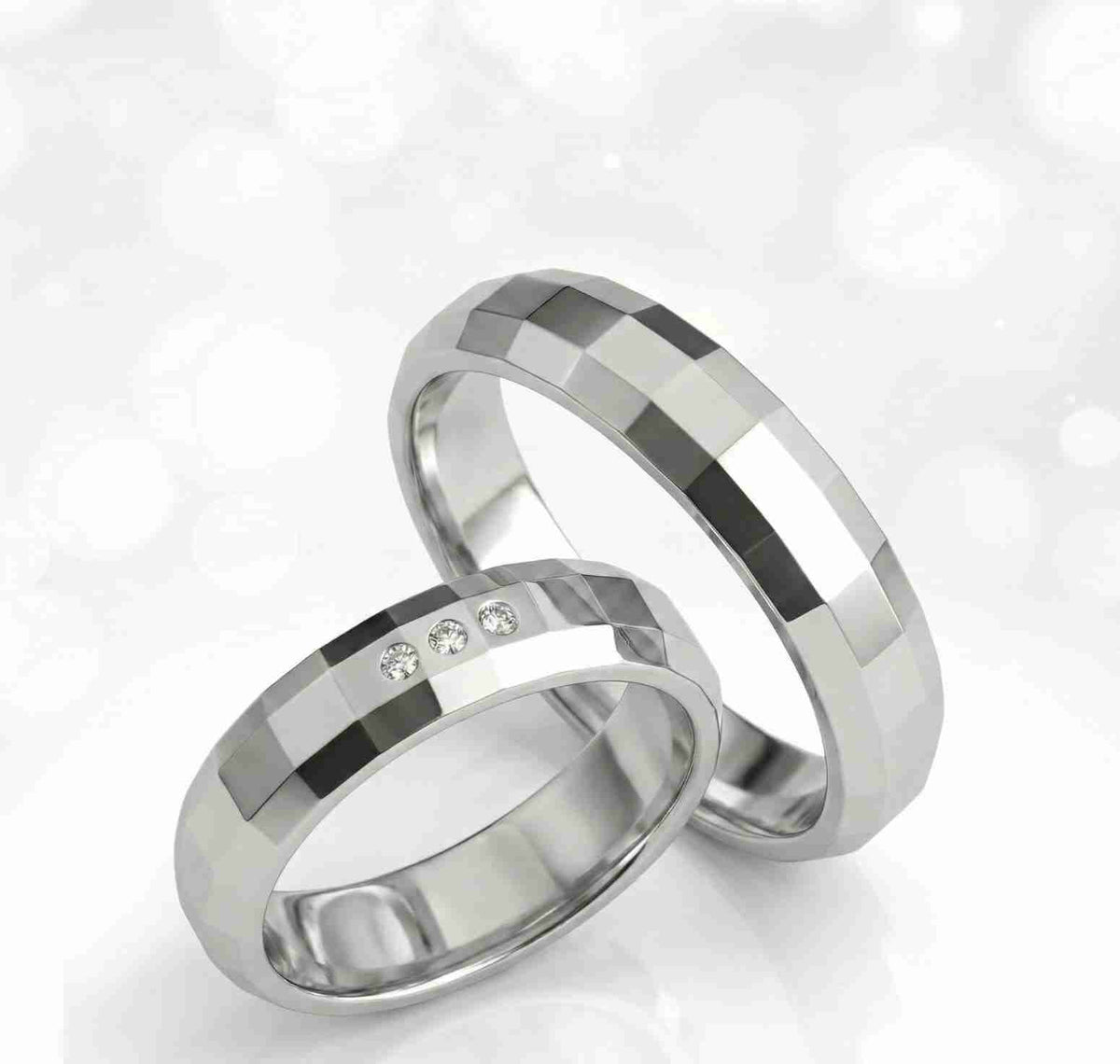 Anillos de Matrimonio en Plata 925 Facetados + Canción Personalizada GRATIS