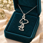 Cadena con dije de  Perrito  blanco  de Plata .925