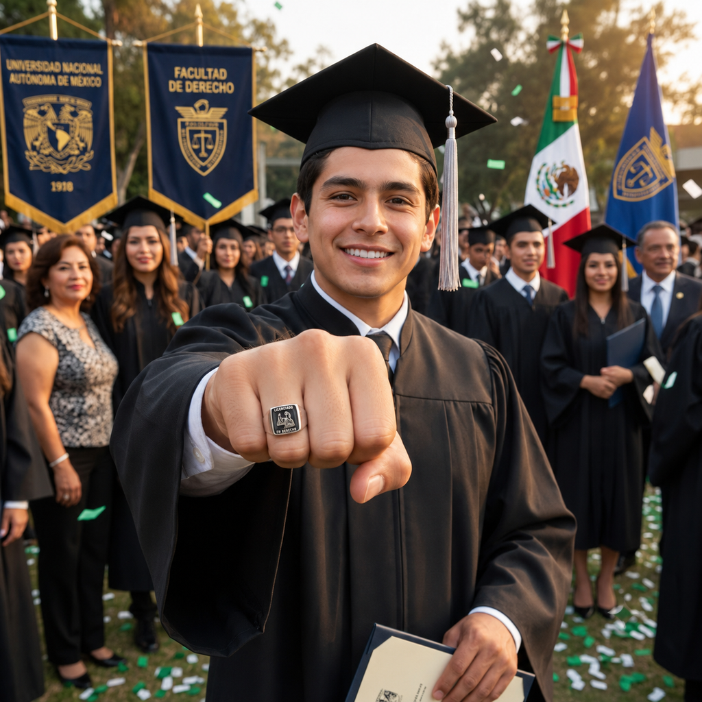Anillo de Graduación Universidad Personalizado - Plata  | Platamor