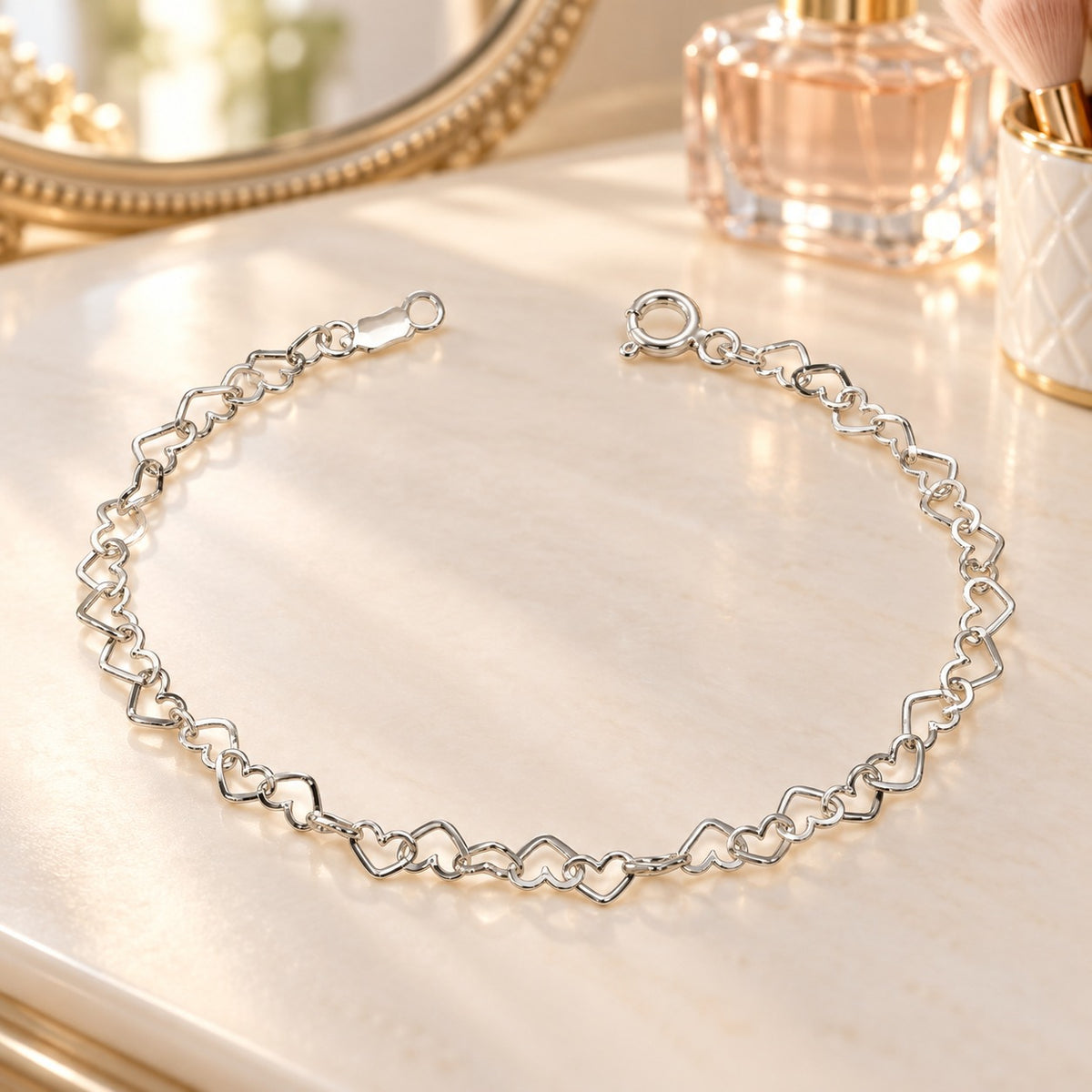 Pulsera Corazones Entrelazados de Plata .925 – 21 cm