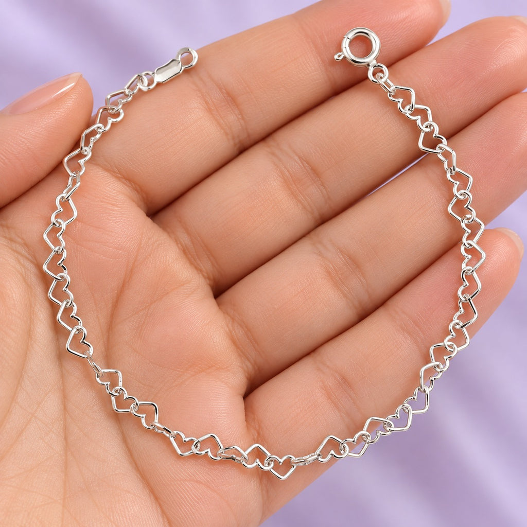 Pulsera Corazones Entrelazados de Plata .925 – 21 cm