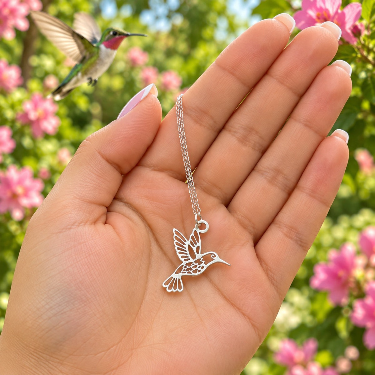 Dije Colibrí de Plata .925 con Cadena Incluida — Mensajero del Cielo