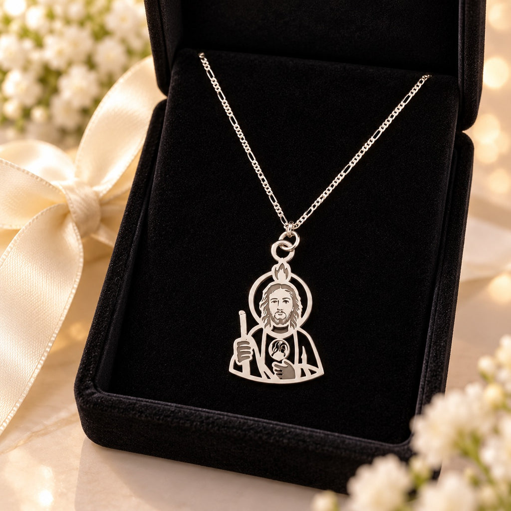Dije San Judas Tadeo de Plata .925 con Cadena Incluida — Regalo de Fe y Protección