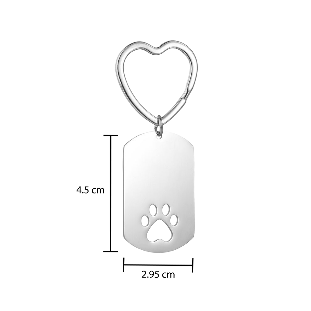 Llavero Personalizado con Foto de Mascota en Acero Inoxidable – Diseño con Huella