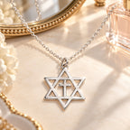 Dije Estrella de David con Cruz de Plata con Cadena