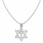 Dije Estrella de David con Cruz de Plata con Cadena
