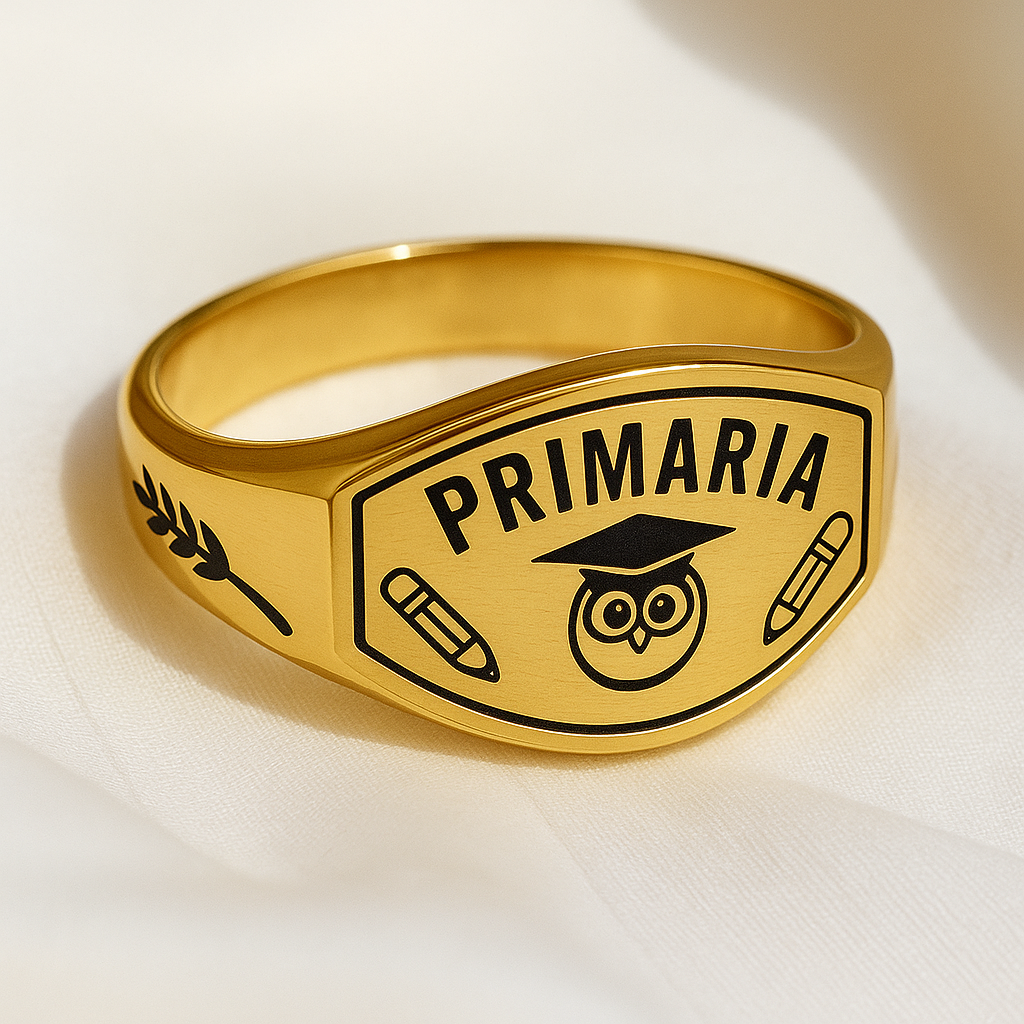 Anillos de Graduación para Kinder, Primaria y Secundaria  Baño de Oro