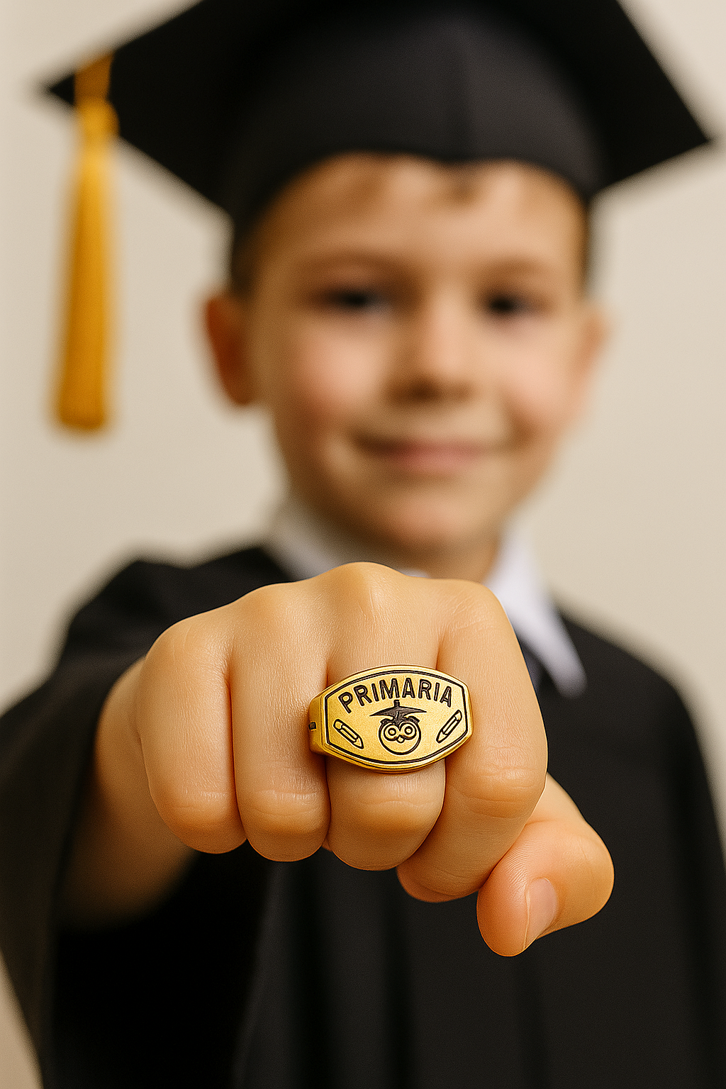 Anillos de Graduación para Kinder, Primaria y Secundaria  Baño de Oro