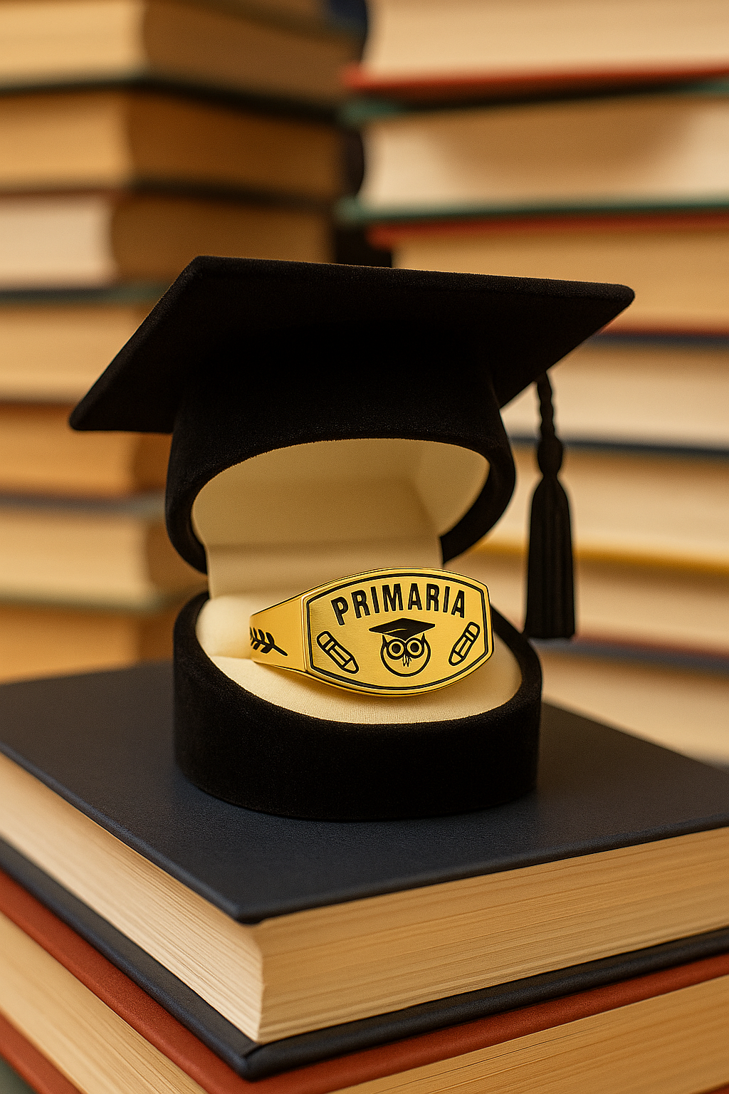 Anillos de Graduación para Kinder, Primaria y Secundaria  Baño de Oro