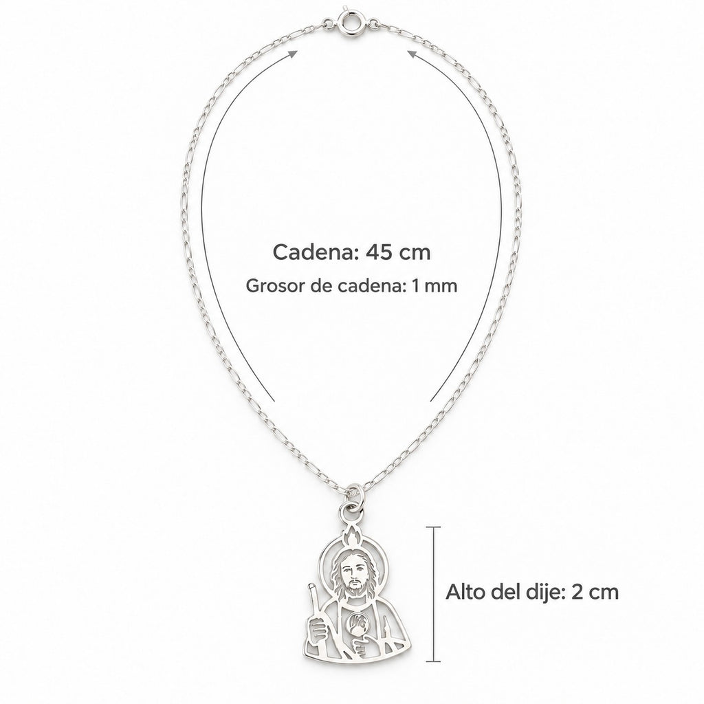 Dije San Judas Tadeo de Plata .925 con Cadena Incluida — Regalo de Fe y Protección