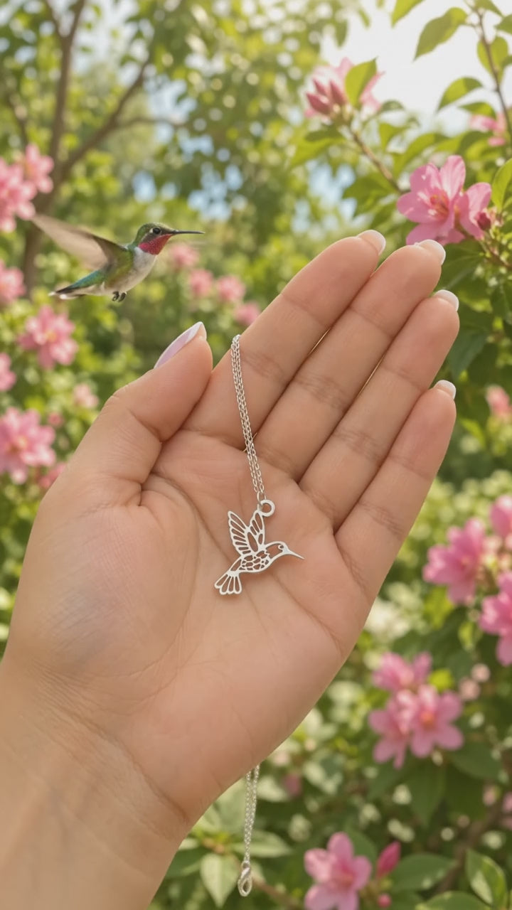 Dije Colibrí de Plata .925 con Cadena Incluida — Mensajero del Cielo