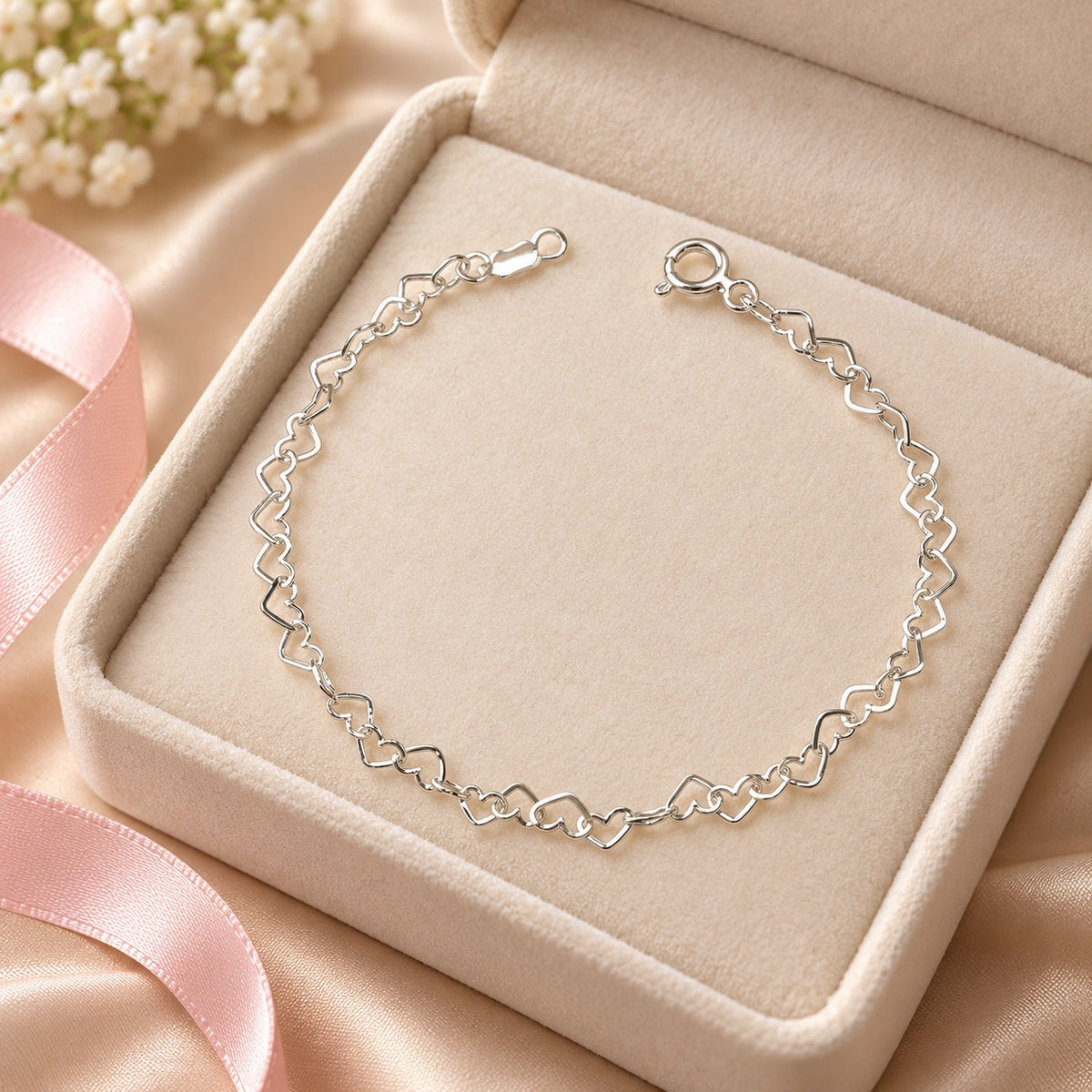 Pulsera Corazones Entrelazados de Plata .925 – 21 cm