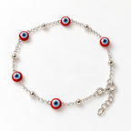 Pulsera Ojo Turco Rojo de Plata | Joyería Platamor