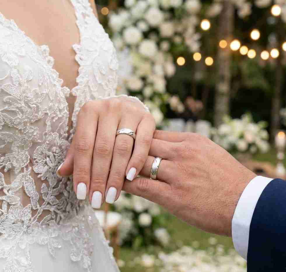 Anillos de Matrimonio en Plata 925 Texturizados con Canción Personalizada GRATIS